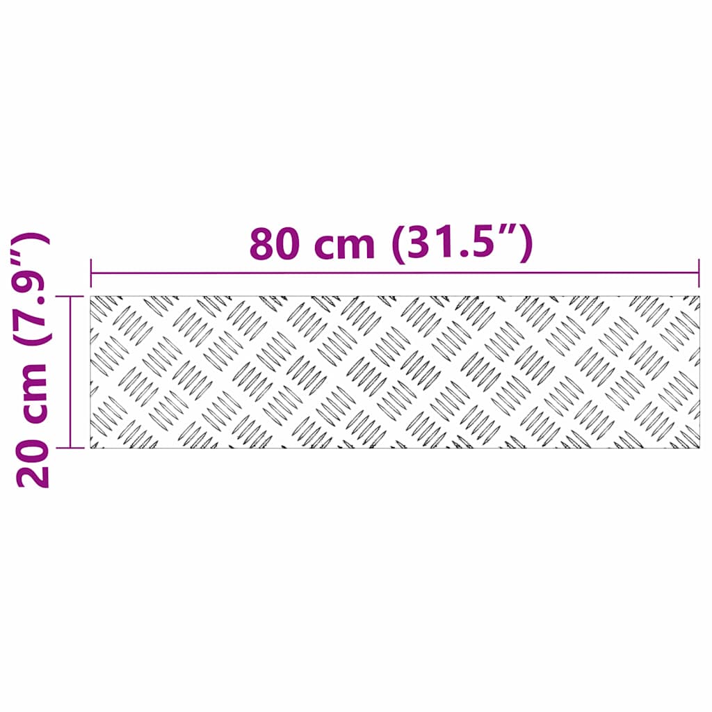 vidaXL Επιφάνειες Καρό 2 pcs Ασημί 80 x 20 cm Αλουμίνιο