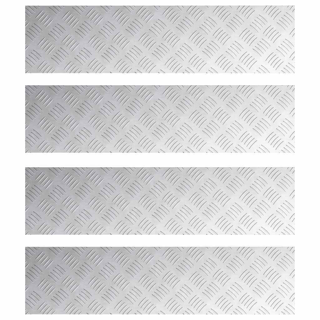 vidaXL Επιφάνειες Καρό 4 pcs Ασημί 80 x 20 cm Αλουμίνιο
