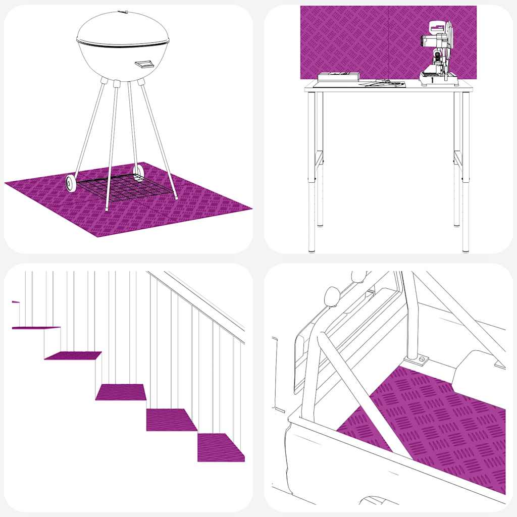 vidaXL Επιφάνειες Καρό 4 pcs Ασημί 90 x 20 cm Αλουμίνιο