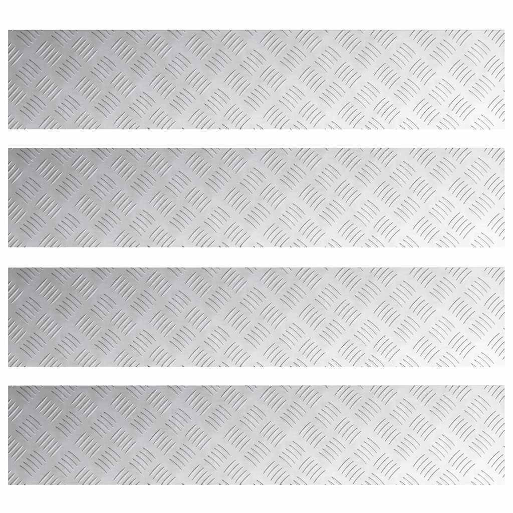 vidaXL Επιφάνειες Καρό 4 pcs Ασημί 100 x 20 cm Αλουμίνιο