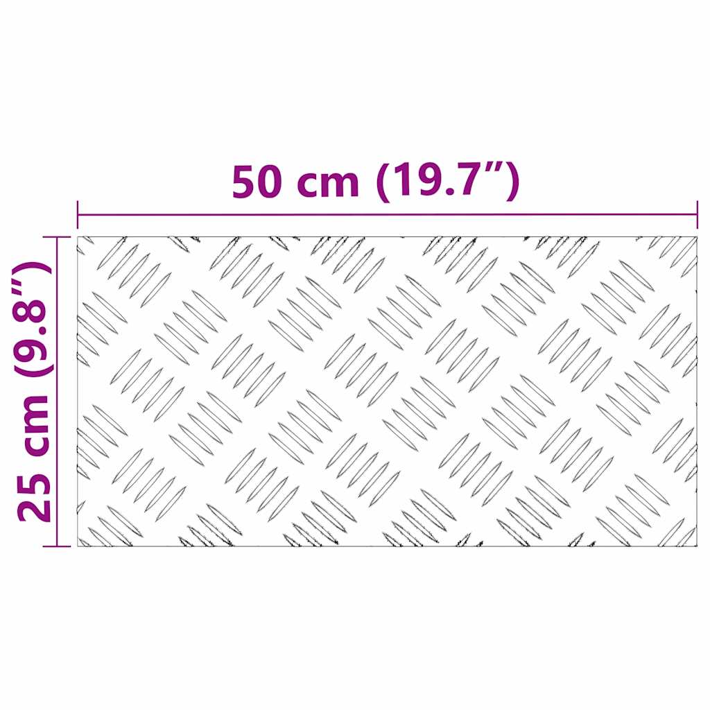 vidaXL Επιφάνειες Καρό 2 pcs Ασημί 50 x 25 cm Αλουμίνιο