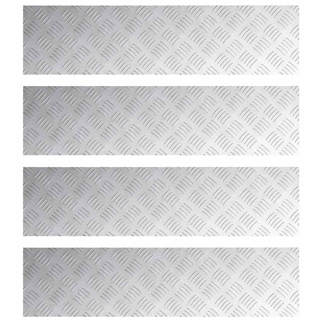 vidaXL Επιφάνειες Καρό 4 pcs Ασημί 100 x 25 cm Αλουμίνιο