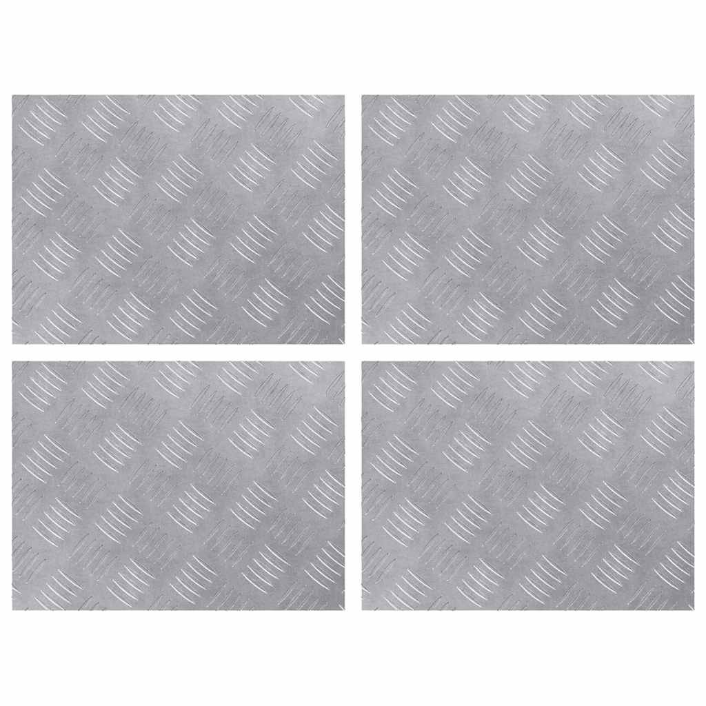 vidaXL Επιφάνειες Καρό 4 pcs Ασημί 40 x 30 cm Αλουμίνιο