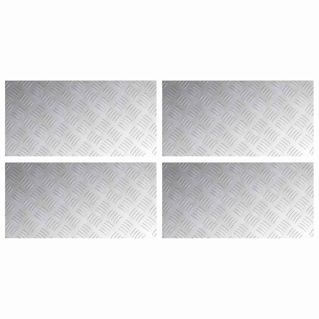 vidaXL Επιφάνειες Καρό 4 pcs Ασημί 60 x 30 cm Αλουμίνιο