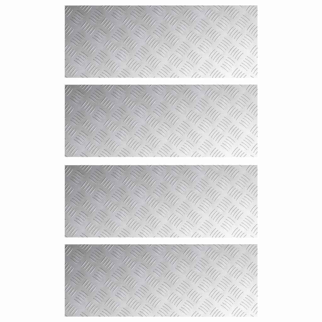 vidaXL Επιφάνειες Καρό 4 pcs Ασημί 80 x 30 cm Αλουμίνιο