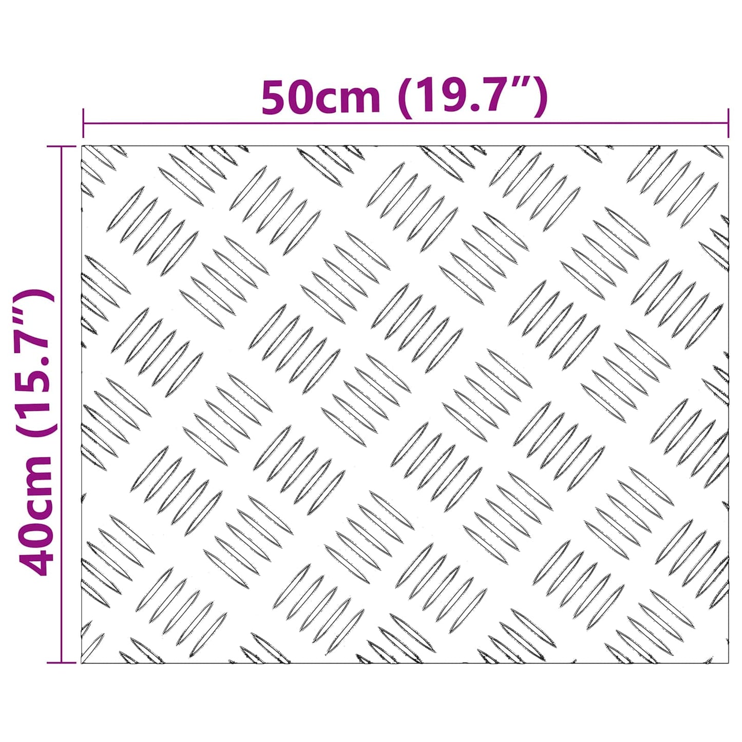 vidaXL Επιφάνειες Καρό 2 pcs Ασημί 50 x 40 cm Αλουμίνιο