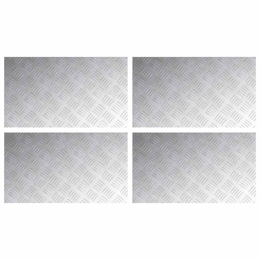 vidaXL Επιφάνειες Καρό 4 pcs Ασημί 70 x 40 cm Αλουμίνιο