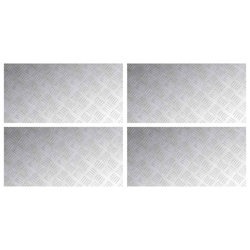 vidaXL Επιφάνειες Καρό 4 pcs Ασημί 80 x 40 cm Αλουμίνιο