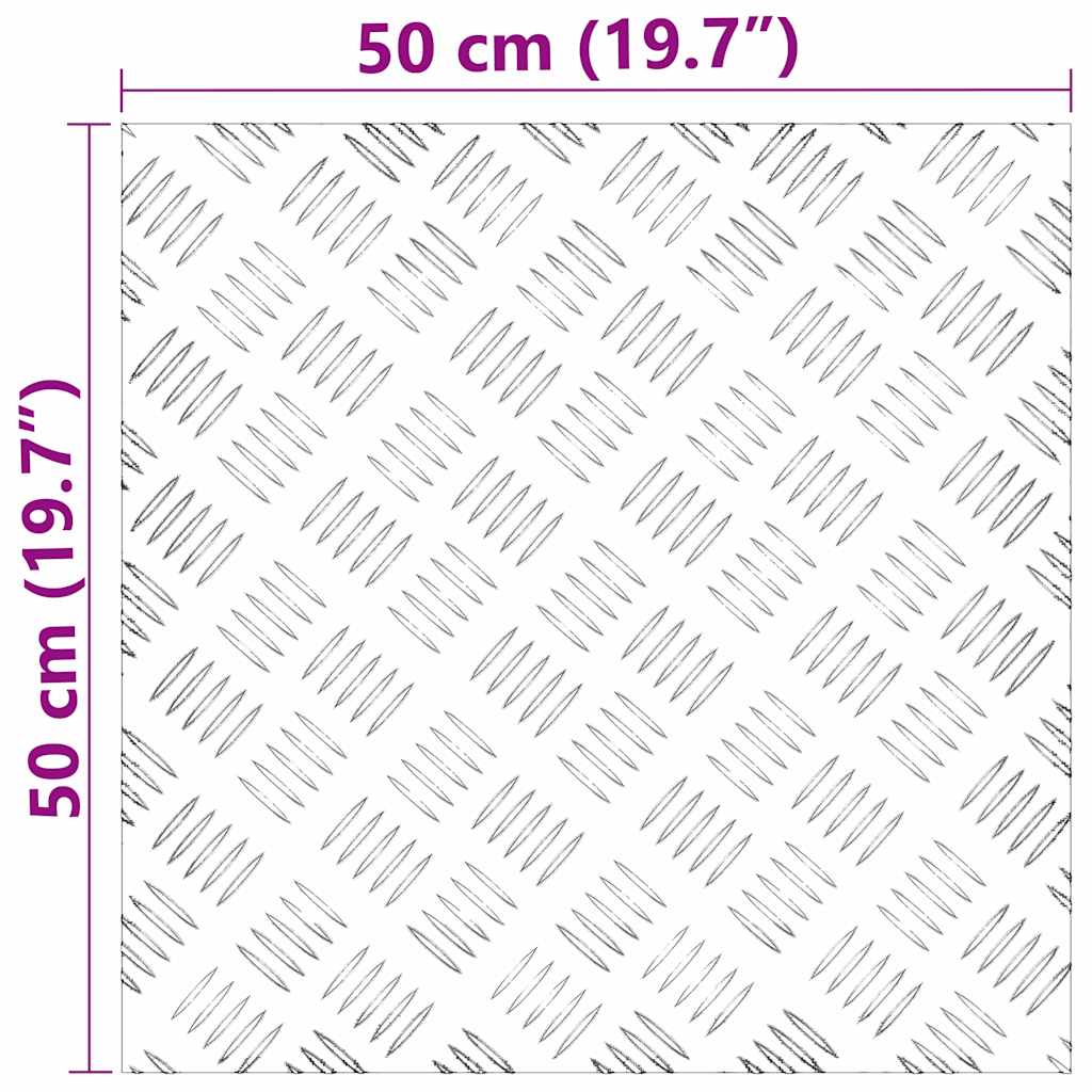 vidaXL Επιφάνειες Καρό 2 pcs Ασημί 50 x 50 cm Αλουμίνιο
