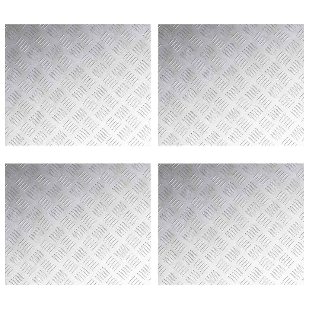 vidaXL Επιφάνειες Καρό 4 pcs Ασημί 60 x 50 cm Αλουμίνιο