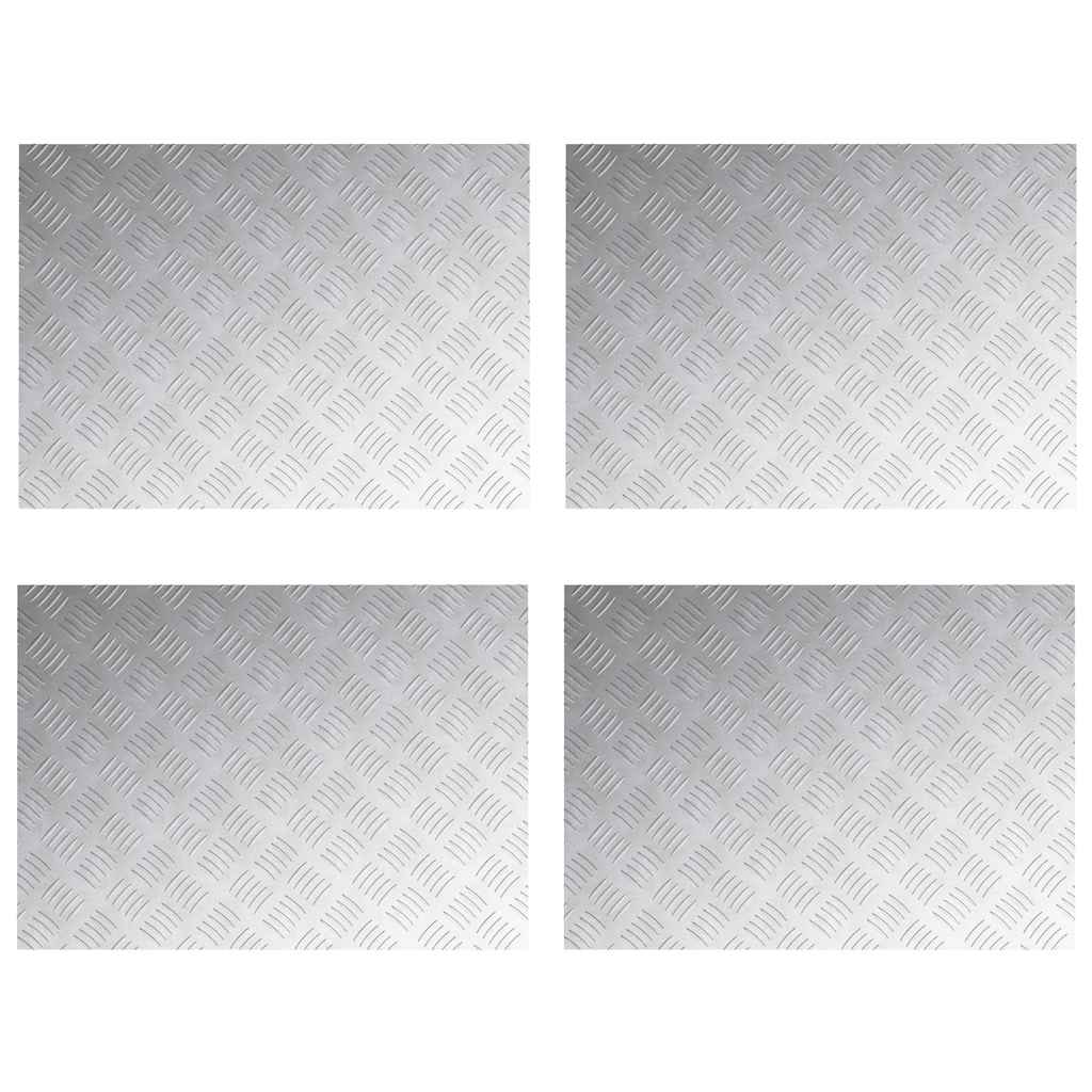 vidaXL Επιφάνειες Καρό 4 pcs Ασημί 70 x 50 cm Αλουμίνιο