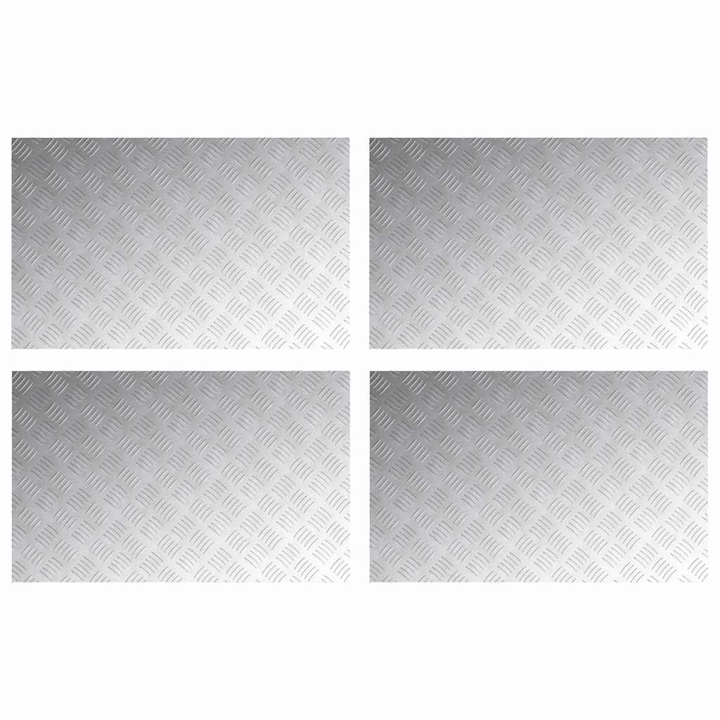 vidaXL Επιφάνειες Καρό 4 pcs Ασημί 80 x 50 cm Αλουμίνιο