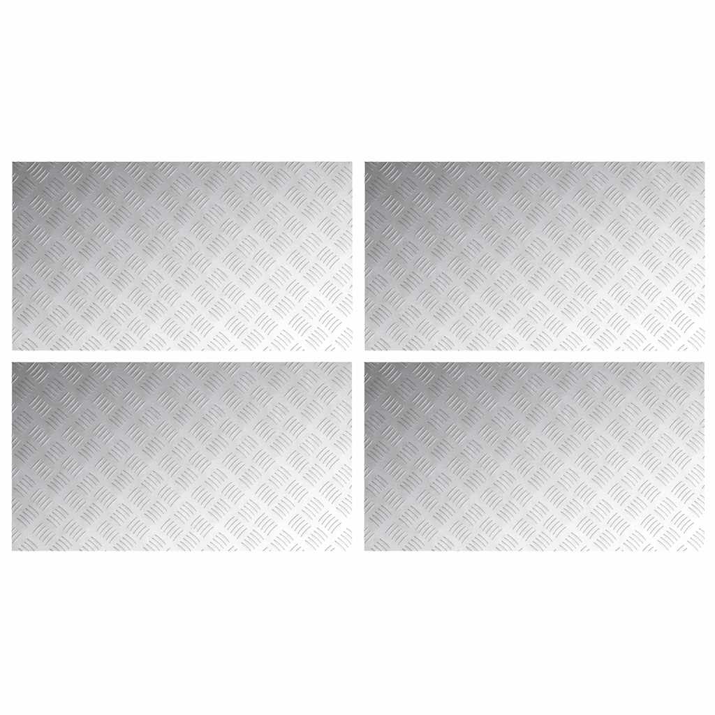 vidaXL Επιφάνειες Καρό 4 pcs Ασημί 90 x 50 cm Αλουμίνιο