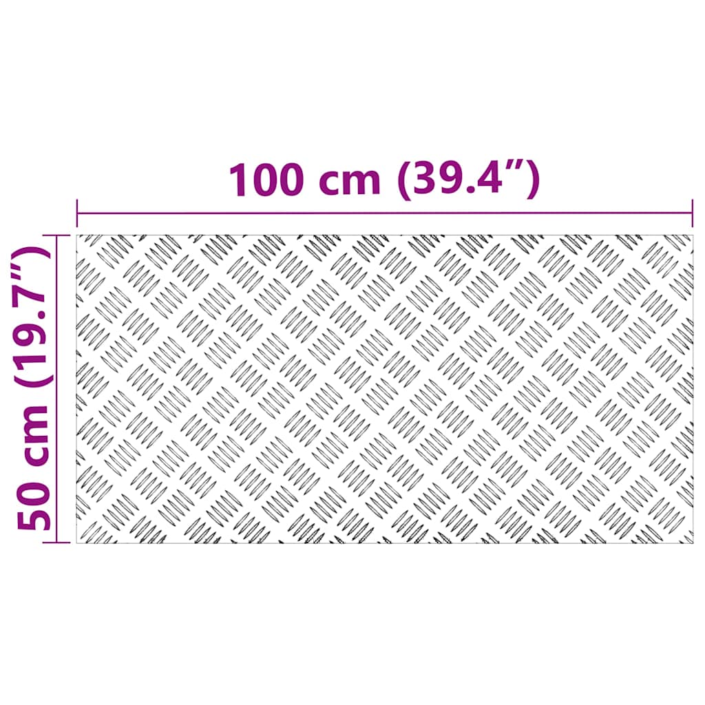 vidaXL Επιφάνειες Καρό 2 pcs Ασημί 100 x 50 cm Αλουμίνιο