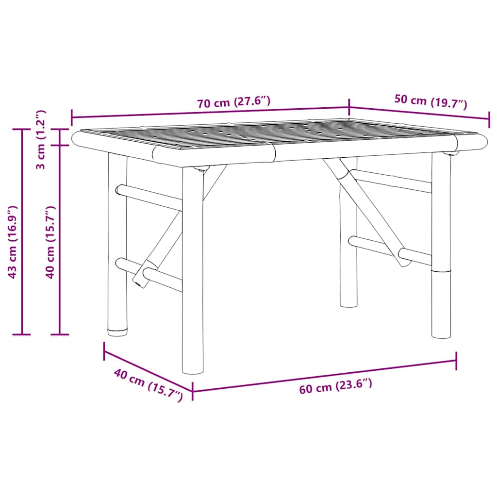 vidaXL Τραπεζάκι σαλονιού Καφέ 70 x 40 x 36 cm Μπαμπού