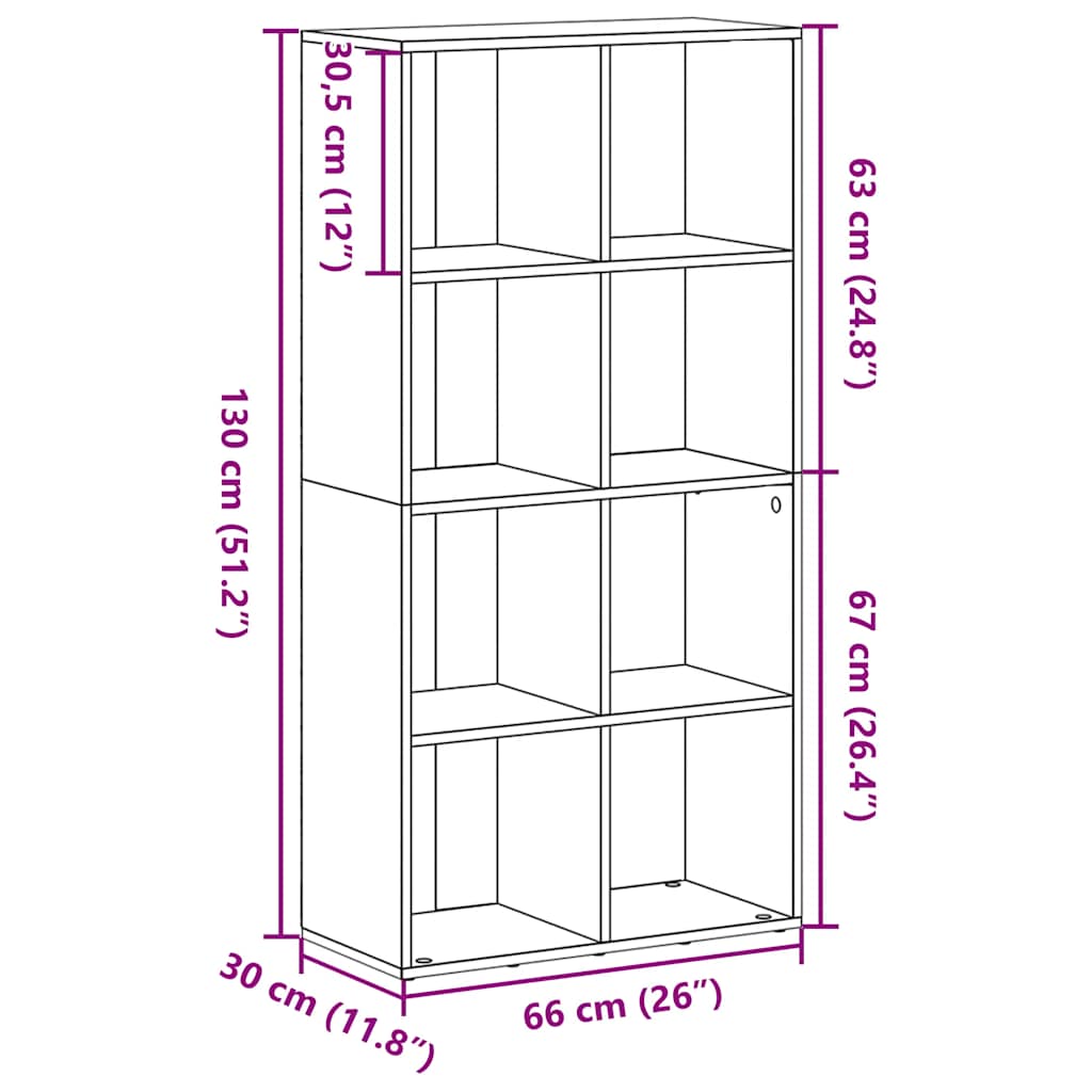 vidaXL Βιβλιοθήκη Μαύρη Δρυς 66x30x130 εκ. από Τεχνητό Ξύλο