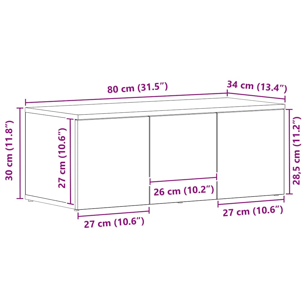 vidaXL Ντουλάπι TV Μαύρη Οξυά 80x34x30 εκ. Επεξεργασμένο ξύλο