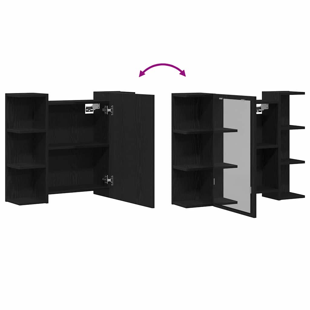 vidaXL Ντουλάπα Καθρέφτη με ράφι Μαύρη δρυς 80 x 20.5 x 64 εκ