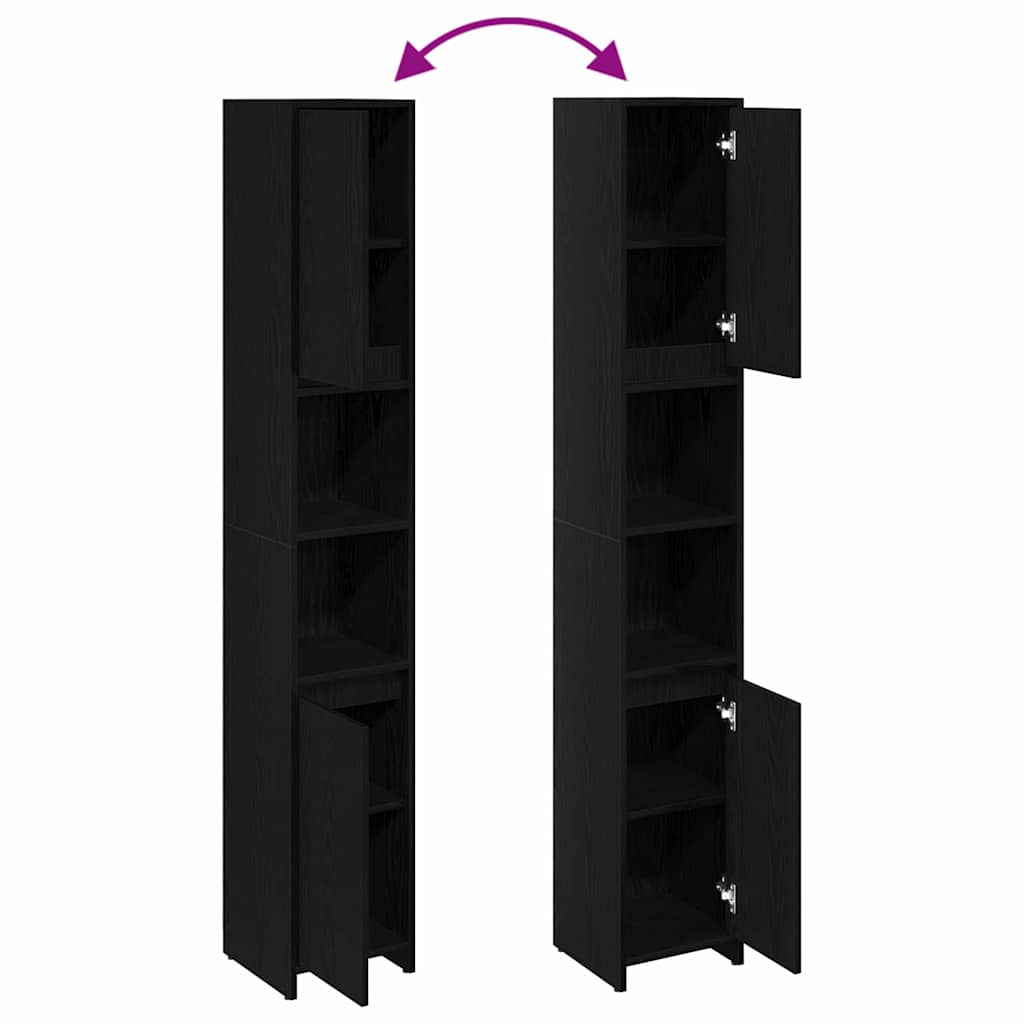 vidaXL Ντουλάπι Μπάνιου με αποθήκευση Μαύρη Οξυά 30 x 30 x 183.5 εκ.