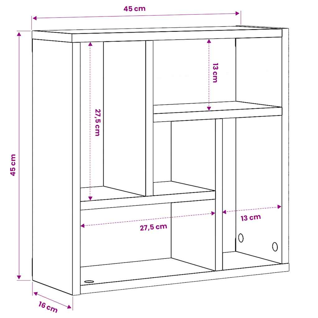 vidaXL Ράφι Τοίχου Μαύρη Δρυς 45x16x45 εκ. από Τεχνητό Ξύλο