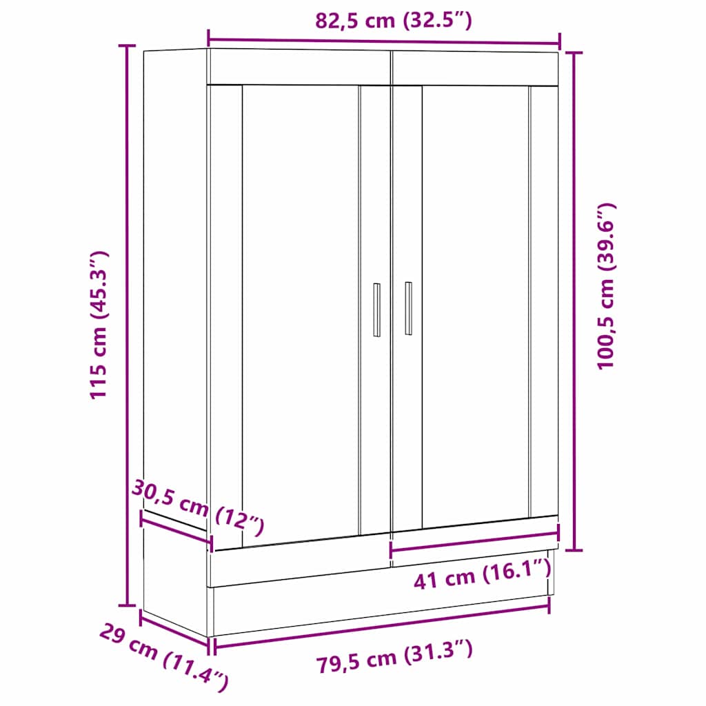vidaXL Βιβλιοθήκη Μαύρη δρυς 82.5 x 30.5 x 115 εκ. Επεξεργασμένο ξύλο