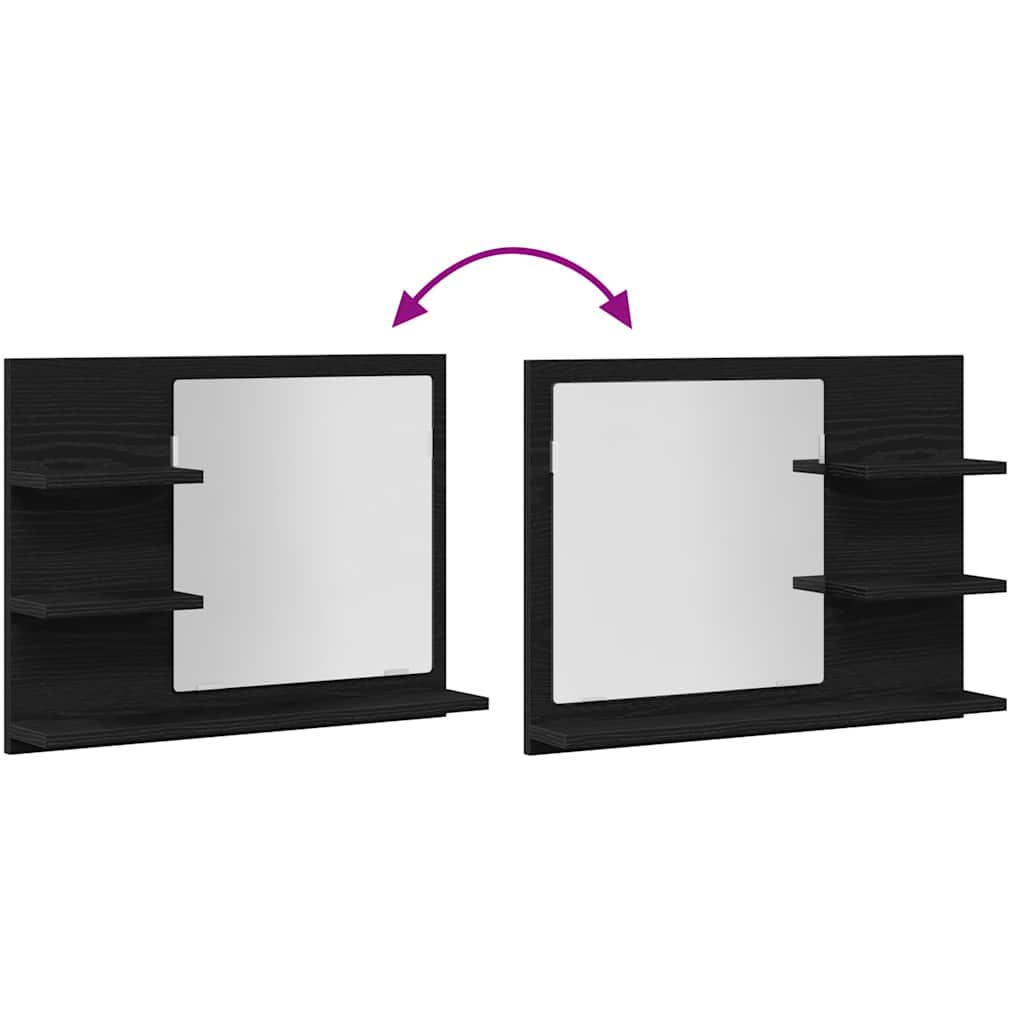 vidaXL Καθρέφτης Μπάνιου Μαύρη Δρυς 60 x 10,5 x 45 εκ. Μοριοσανίδα