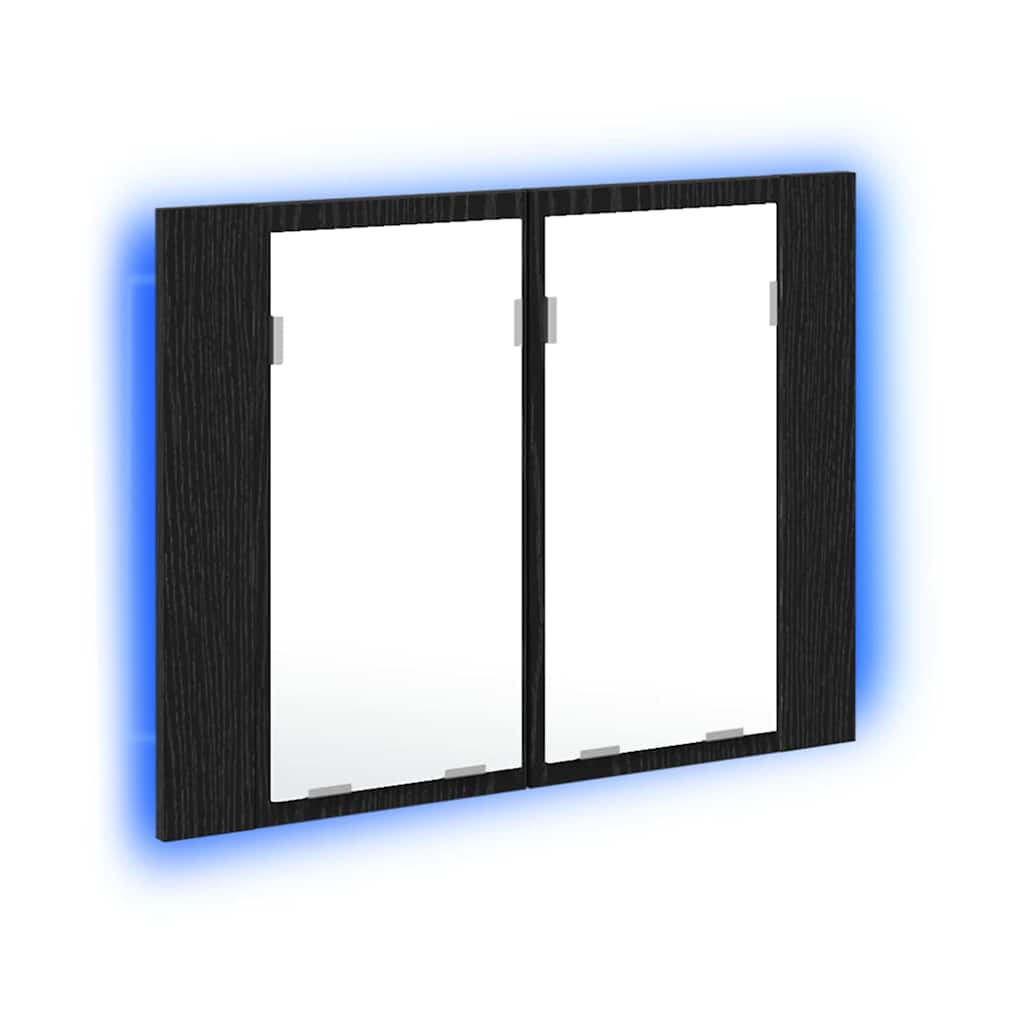 vidaXL Ντουλάπι μπάνιου με καθρέφτη Μαύρη δρυς 60 x 12 x 45 εκ.