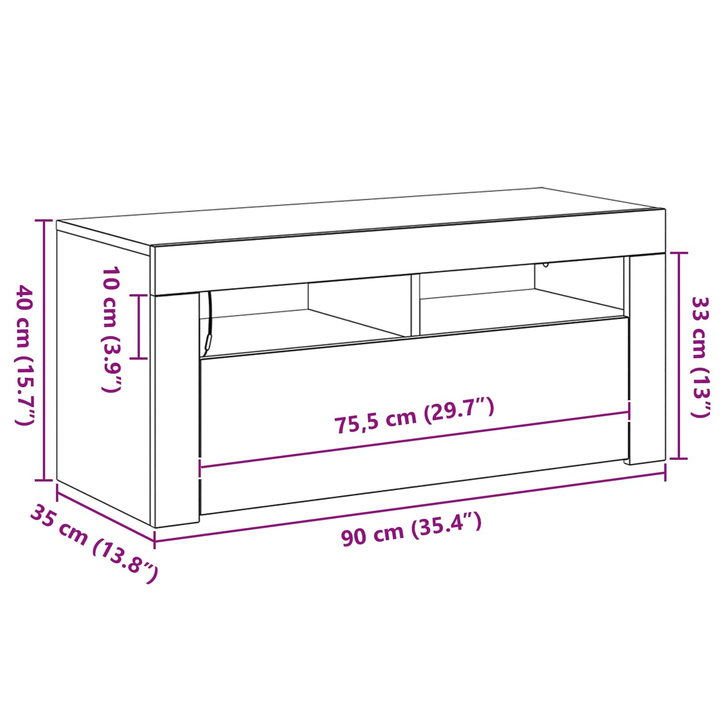 vidaXL Ντουλάπι TV Μαύρη Οξυά 90 x 35 x 40 εκ. Επεξεργασμένο ξύλο