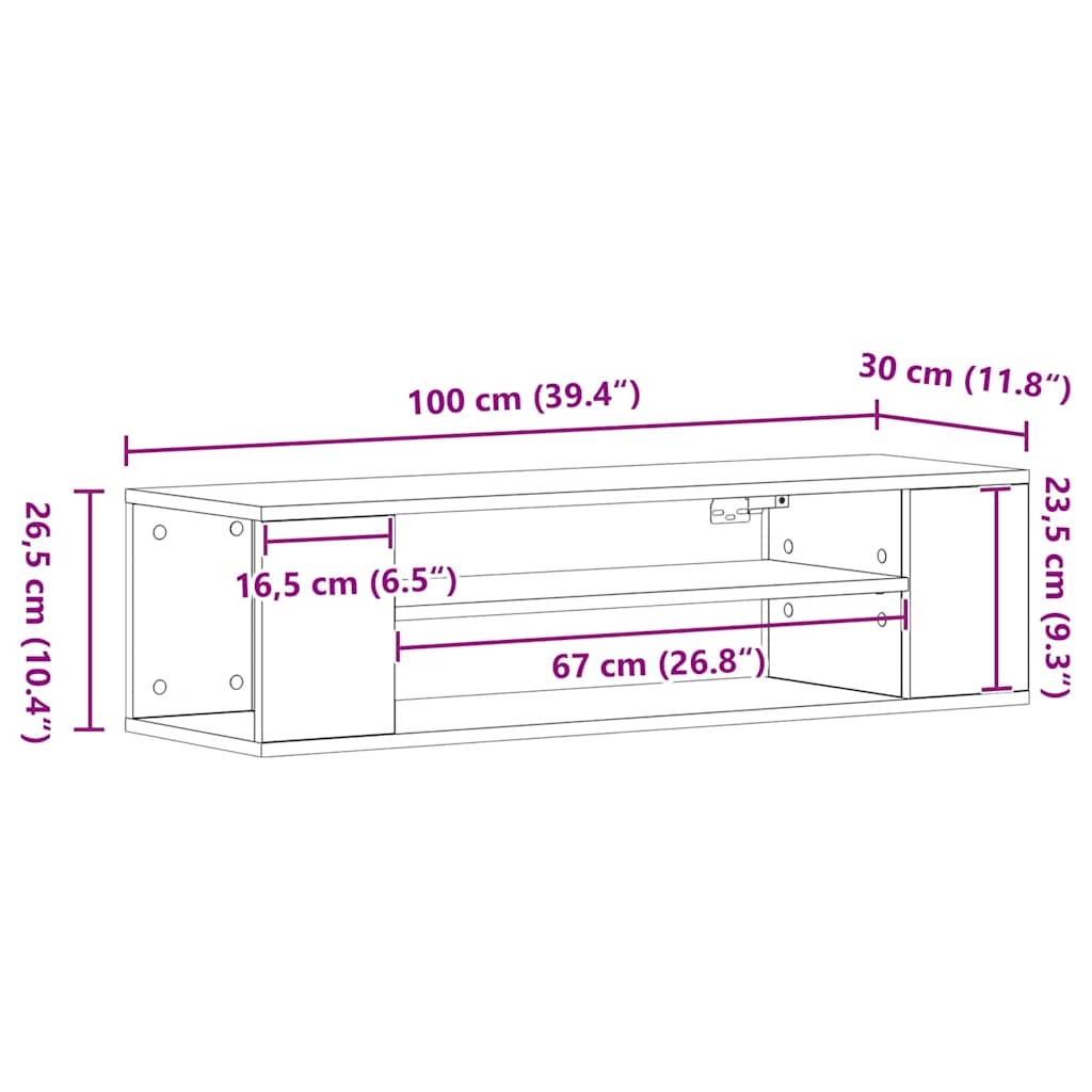 vidaXL Ντουλάπι TV artisian oak 100 x 30 x 26,5 εκ Επεξεργασμένο ξύλο