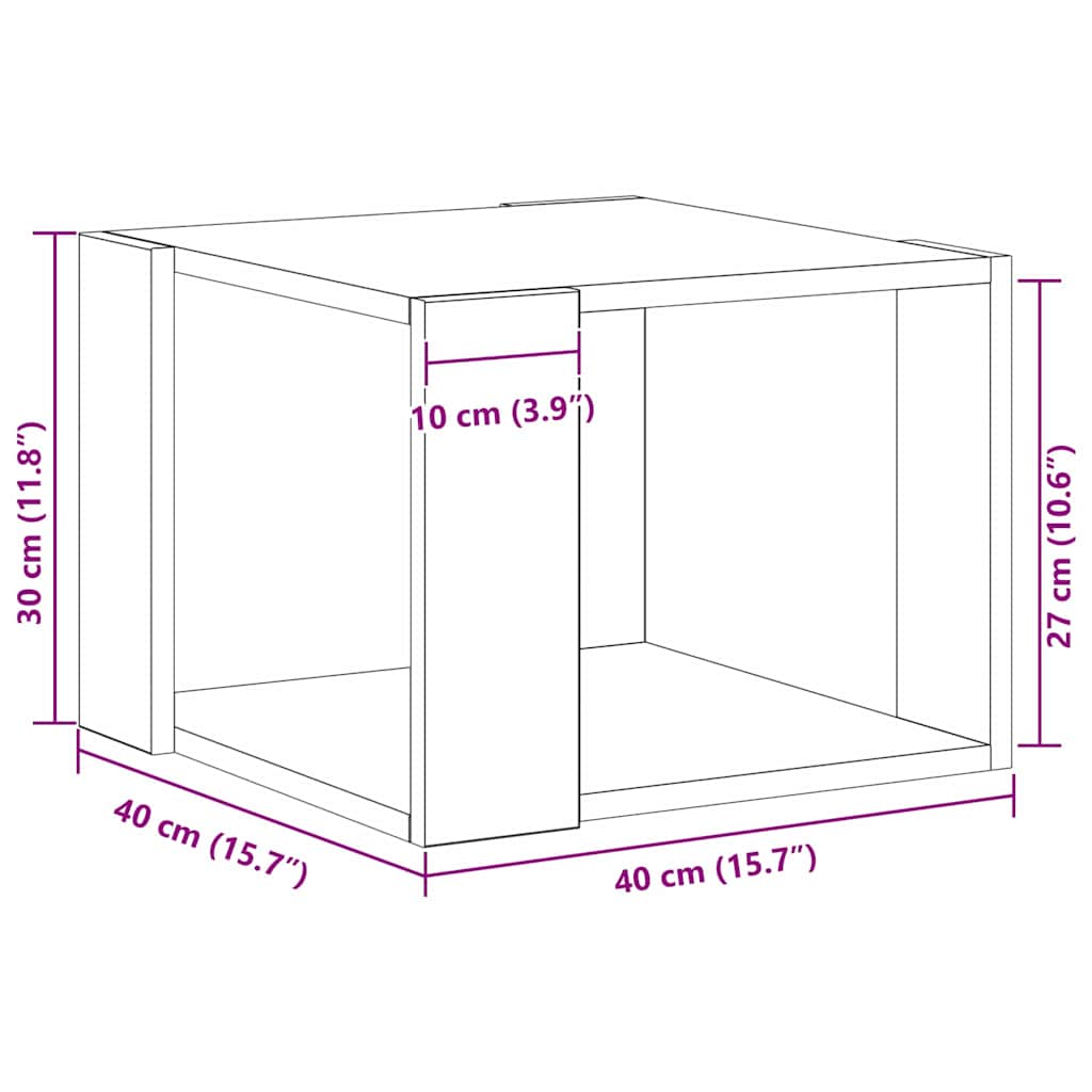 vidaXL Τραπεζάκι σαλονιού Μαύρη δρυς 40 x 40 x 30 cm