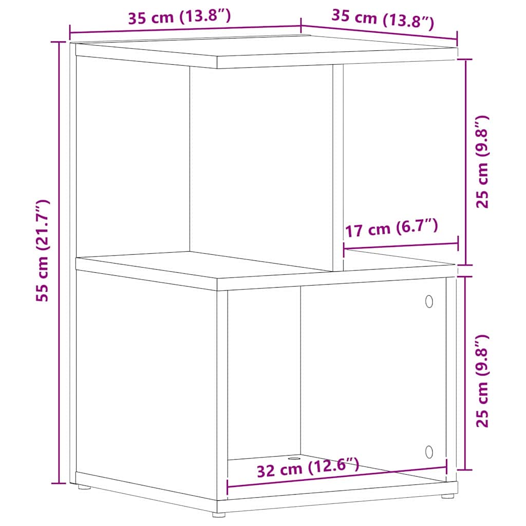 vidaXL Κομοδίνο 2 pcs Μαύρη Οξυά 35 x 35 x 55 εκ. Επεξεργασμένο ξύλο