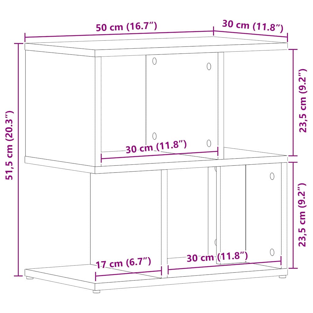 vidaXL Κομοδίνο 2 pcs Μαύρη Οξυά 50 x 30 x 51,5 εκ. Επεξεργασμένο ξύλο