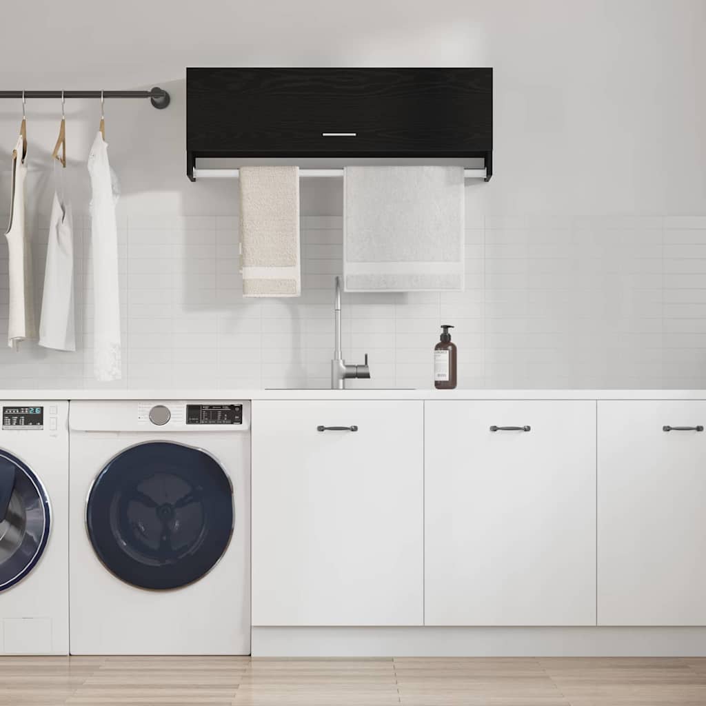 vidaXL Ντουλάπι με πόρτα Μαύρο 100 x 32.5 x 35 cm Επεξεργασμένο ξύλο