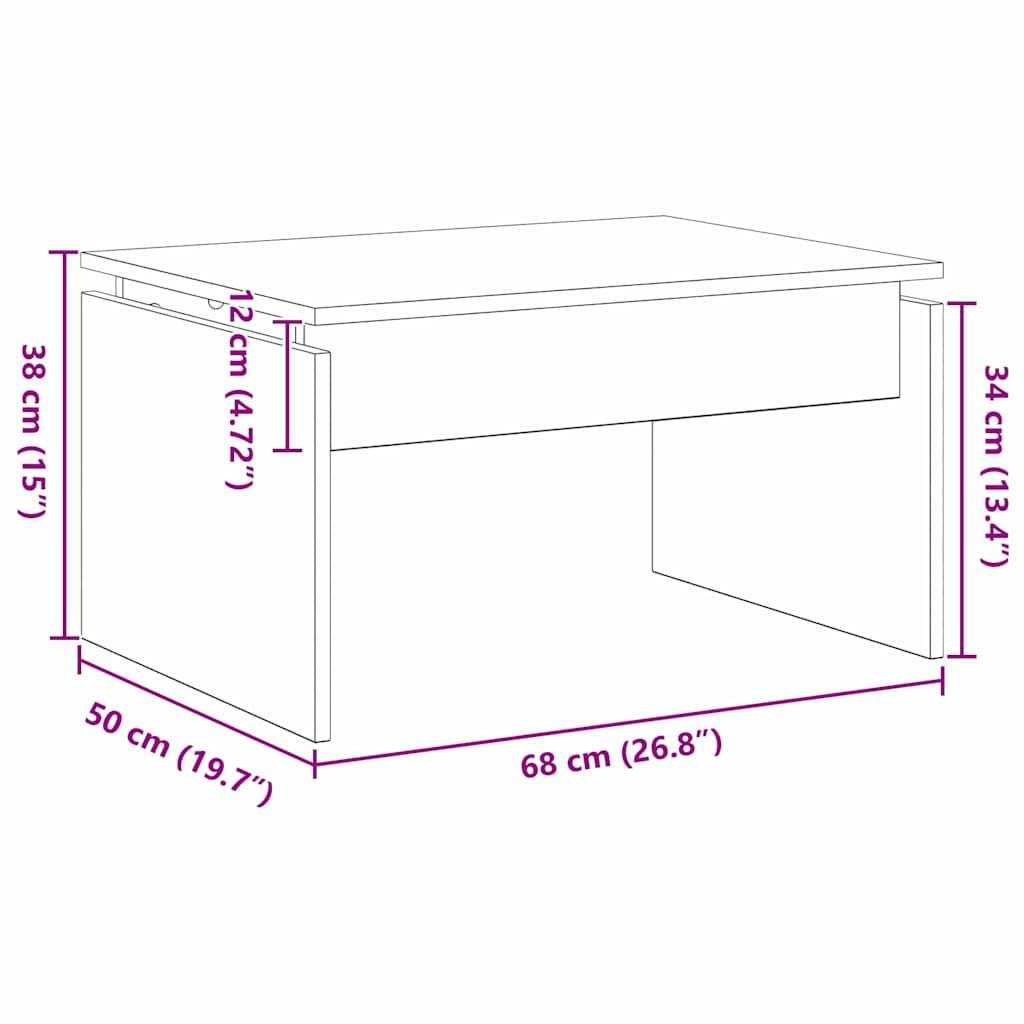 vidaXL Τραπεζάκι σαλονιού Μαύρη Οξυά 68 x 38 x 50 εκ