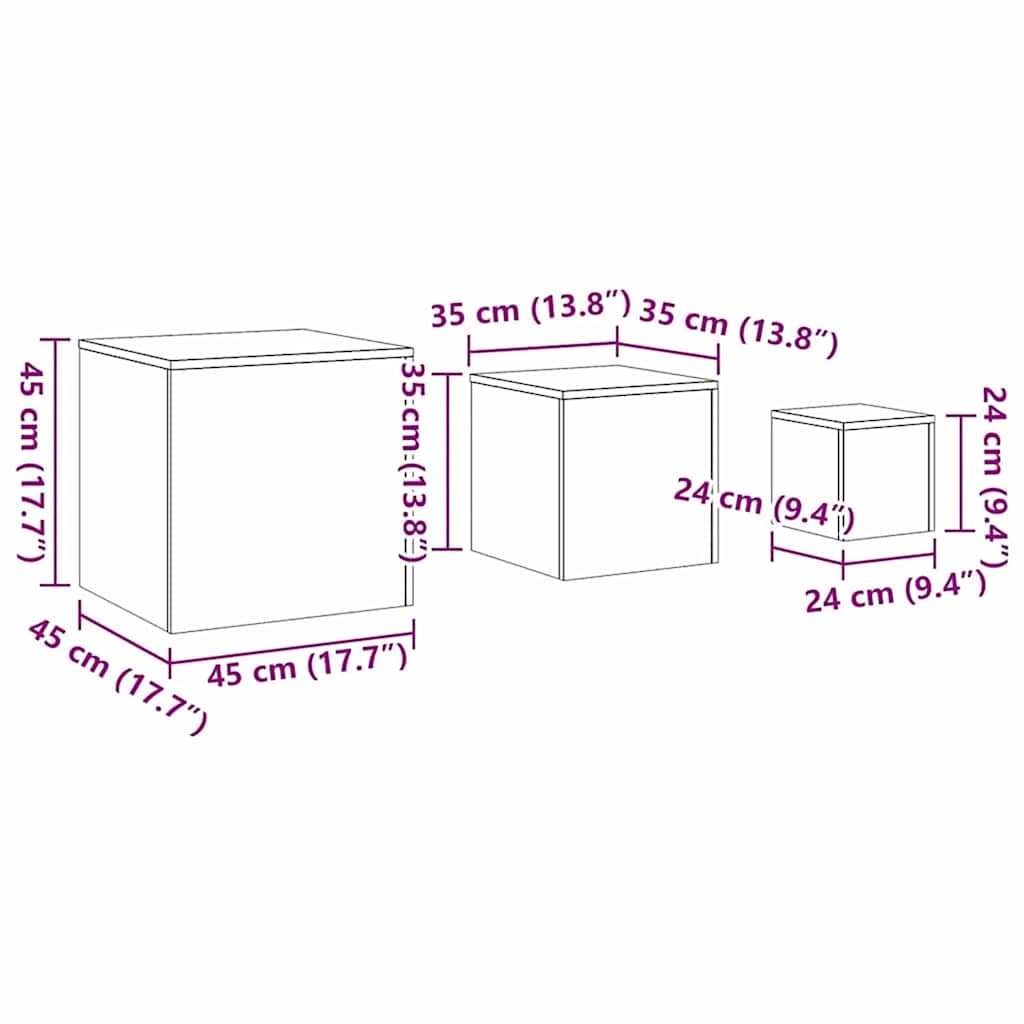vidaXL Τραπέζι Σαλονιού με Στηρίγματα 3 pcs Μαύρη Οξυά