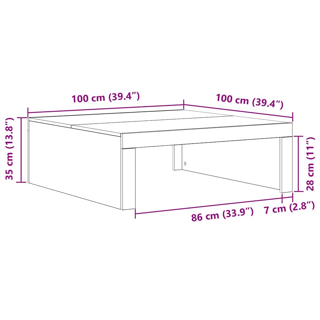 vidaXL Τραπεζάκι σαλονιού Μαύρη Οξυά 100 x 100 x 35 cm