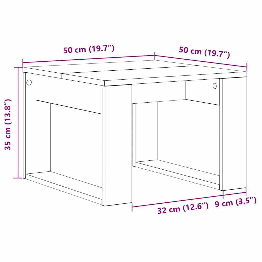 vidaXL Τραπεζάκι σαλονιού Μαύρη Οξυά 50 x 50 x 35 cm
