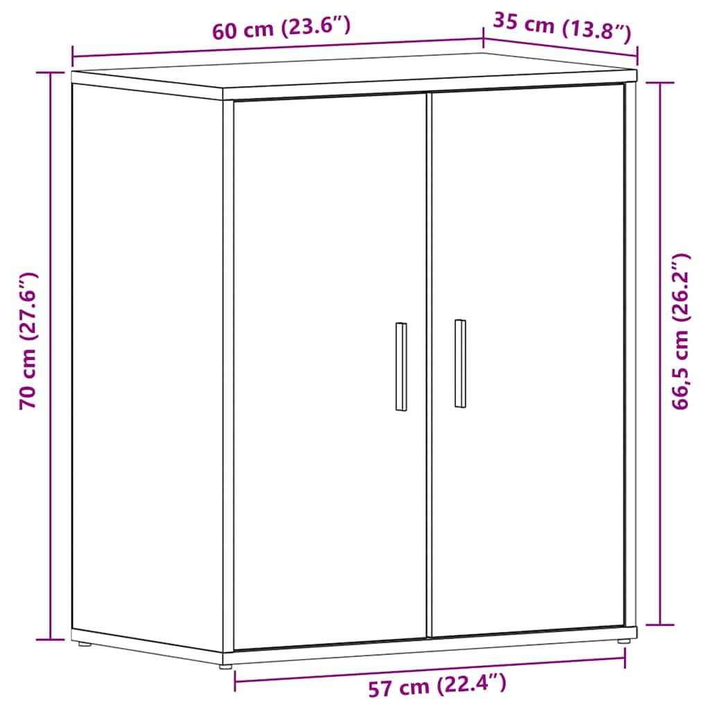 vidaXL Ντουλάπα Παπουτσιών με ράφι με πόρτα Μαύρη Οξυά 60 x 35 x 70 cm
