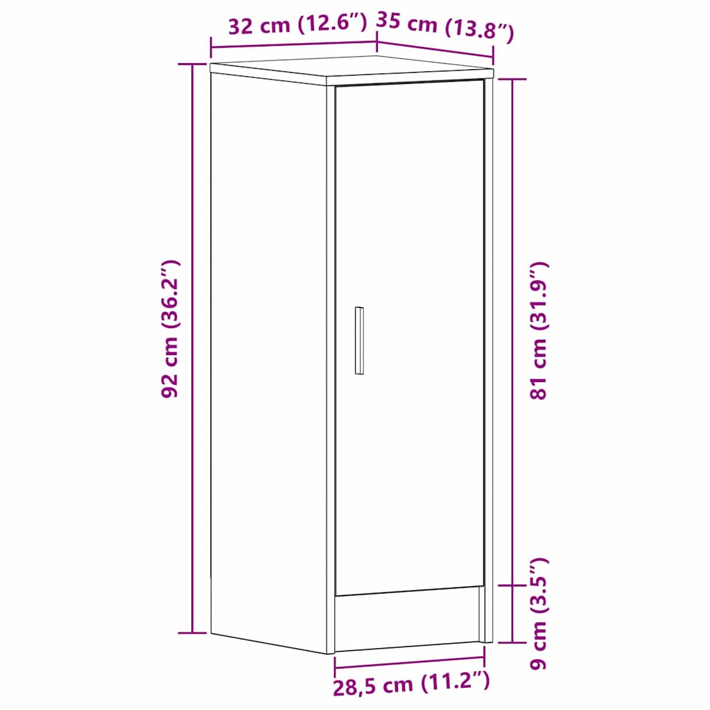 vidaXL Παπουτσοθήκη Μαύρη δρυς 32 x 35 x 92 εκ Επεξεργασμένο ξύλο