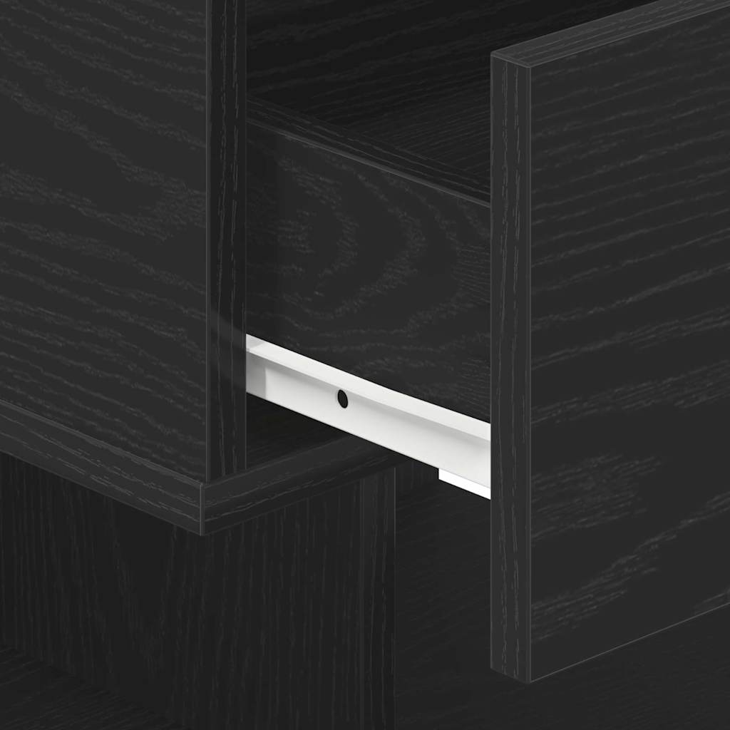 vidaXL Κομοδίνο 2 pcs Μαύρη Οξυά 40 x 35 x 65 εκ. Επεξεργασμένο ξύλο
