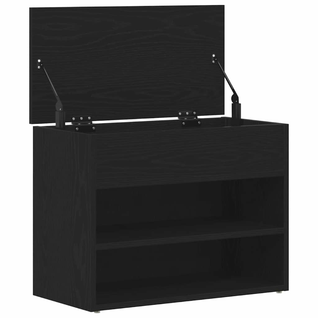 vidaXL Πάγκος για παπούτσια με ράφι Μαύρη δρυς 60 x 30 x 45 cm
