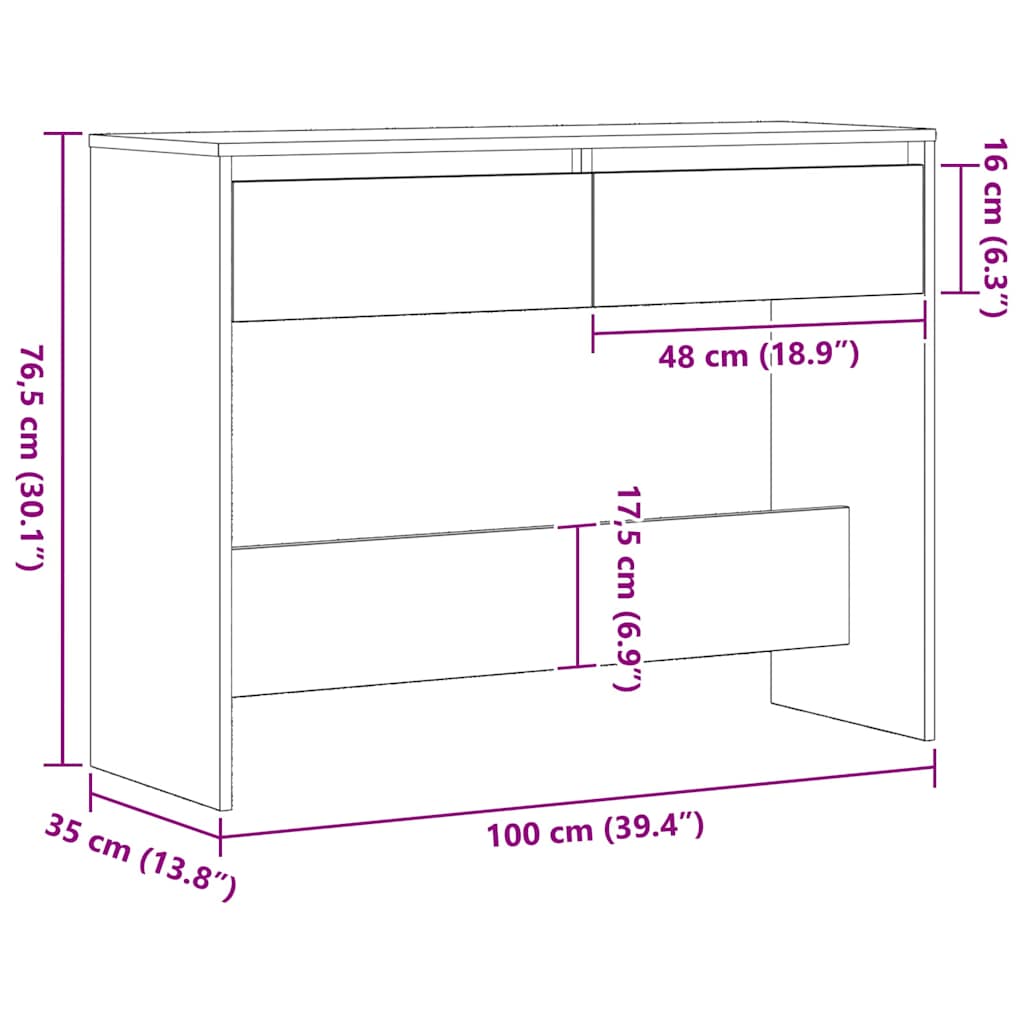 vidaXL Τραπέζι κονσόλας Μαύρη Οξυά 100 x 35 x 76,5 εκ.