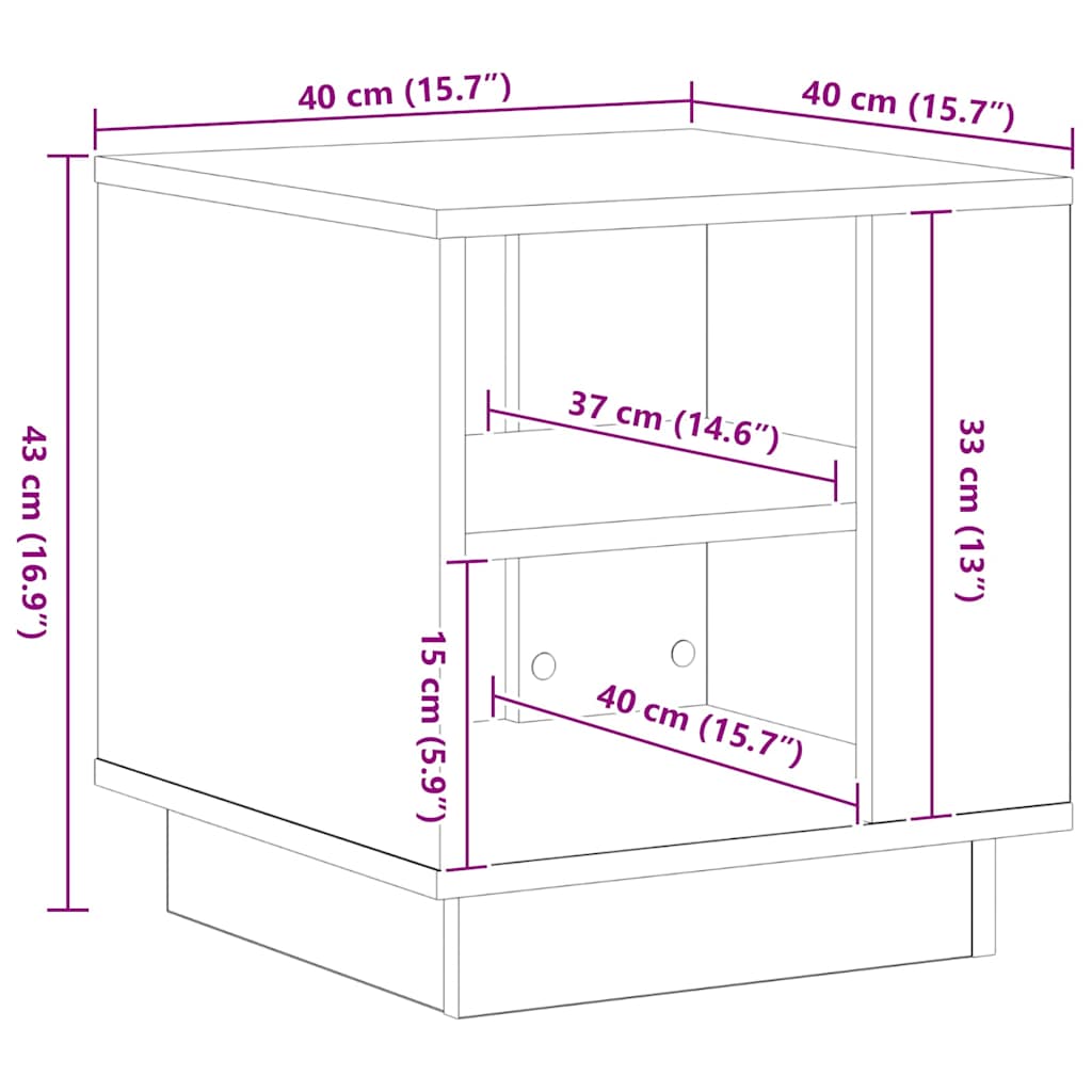 vidaXL Τραπεζάκι σαλονιού Μαύρη δρυς 40 x 40 x 43 cm