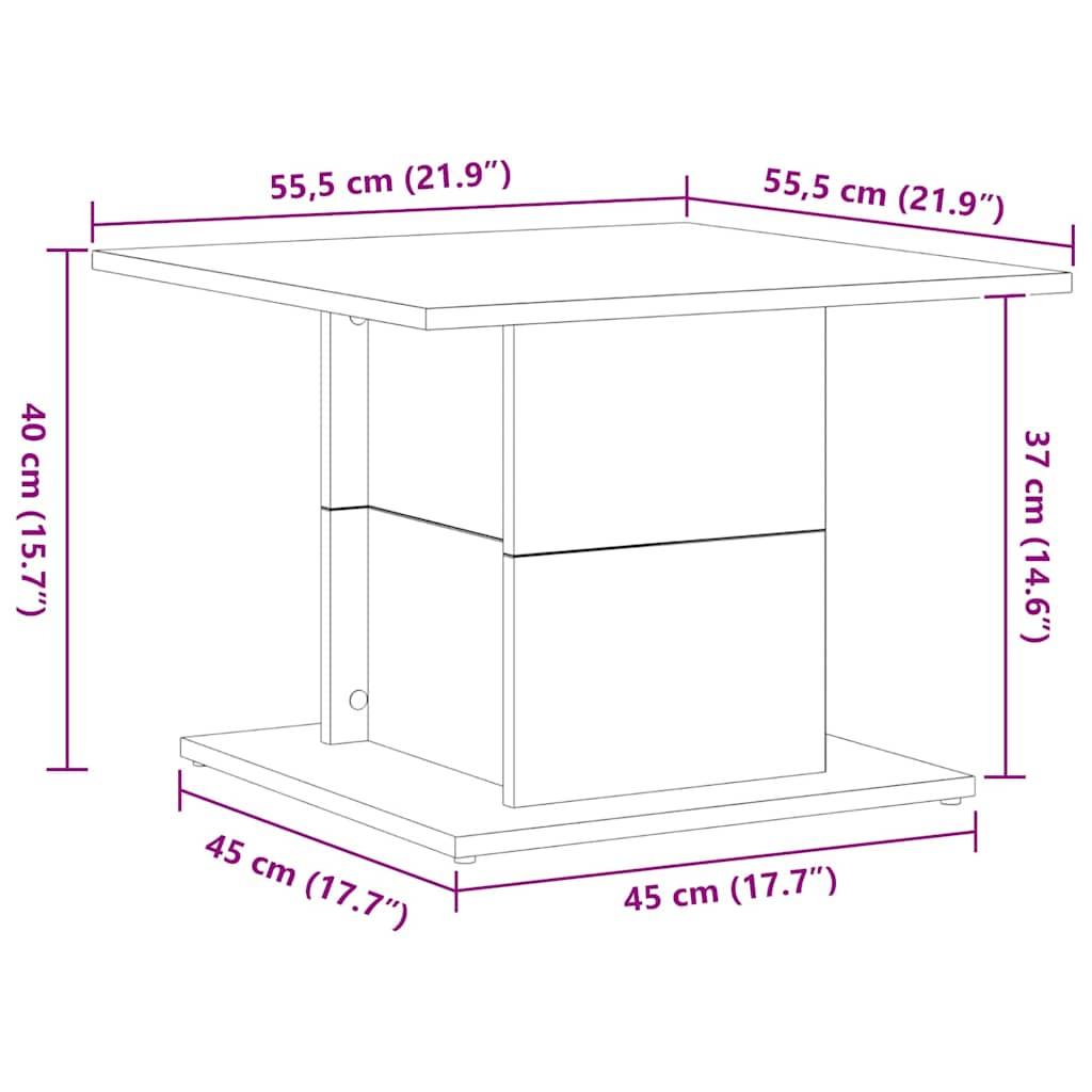 vidaXL Τραπεζάκι σαλονιού Μαύρη δρυς 55.5 x 55.5 x 40 cm