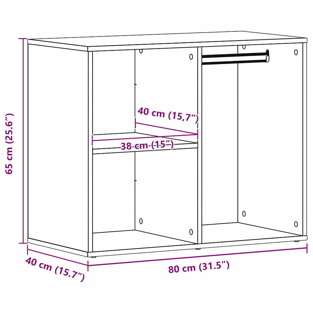 vidaXL Καλλυντικό Ντουλάπι με ράφι Μαύρη δρυς 80 x 40 x 65 εκ.