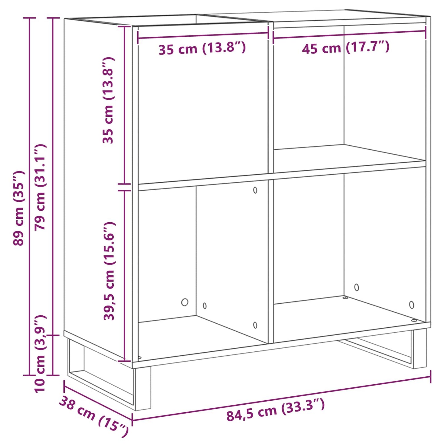 vidaXL Ντουλάπι δίσκων βινυλίου Μαύρη Οξυά 84,5 x 38 x 89 εκ