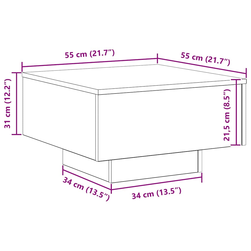 vidaXL Τραπεζάκι Σαλονιού Παλαιό ξύλο 55 x 55 x 31 εκ