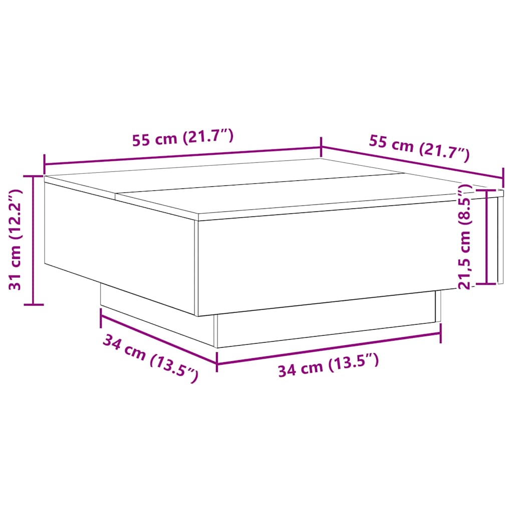 vidaXL Τραπεζάκι Σαλονιού artisan δρυς 80 x 80 x 31 cm