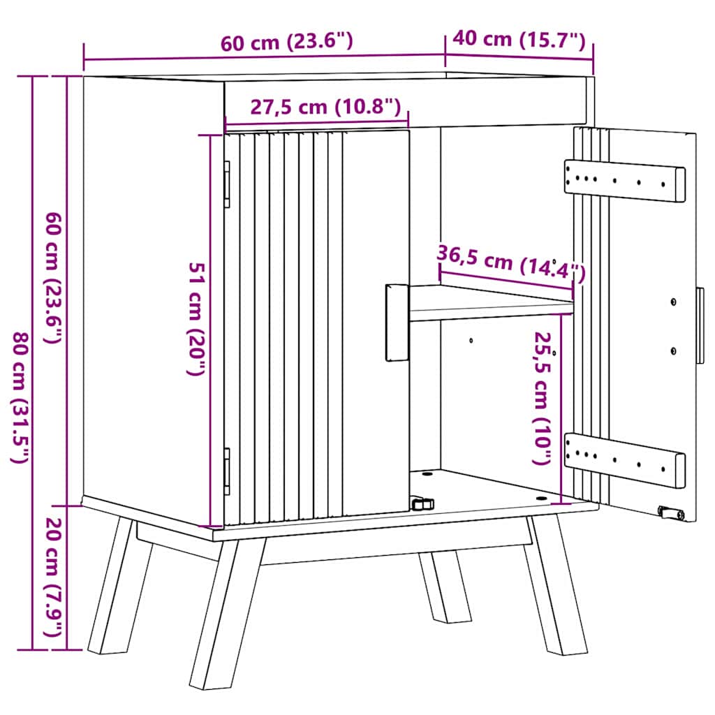 vidaXL Ντουλάπι βάσης 114x43x73,5 εκ Μασίφ ξύλο πεύκου