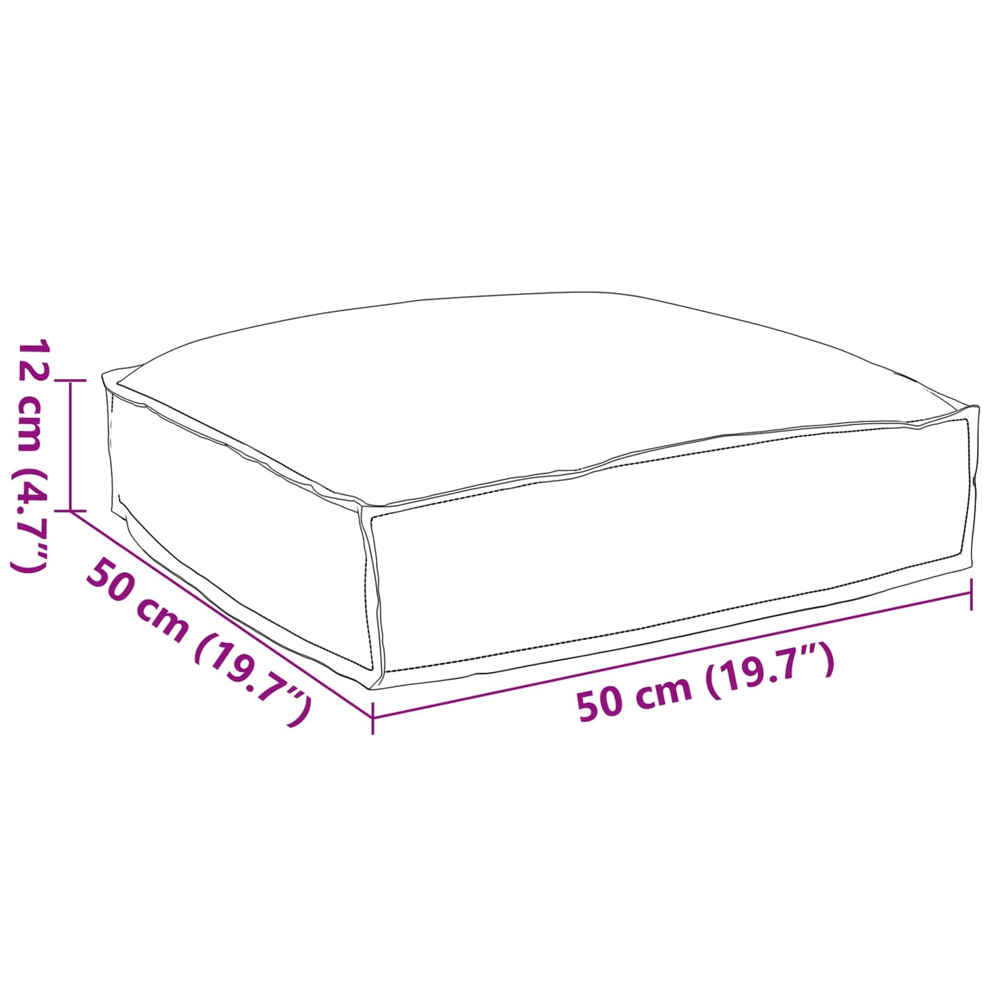 vidaXL Μαξιλάρι Ύφασμα Όξφορντ Ανθρακί 50 x 50 x 12 cm